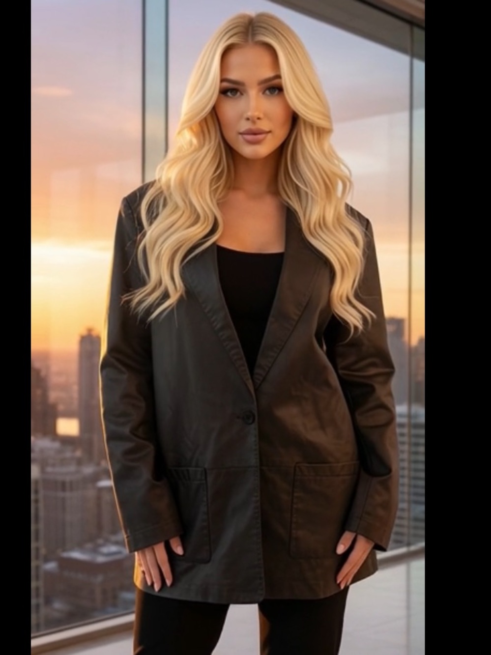 Leather Black Jacket Savannah Unisex Size 16